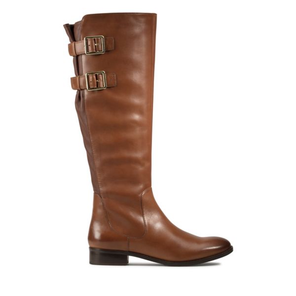 Clarks Womens Netley Ride Knee High Boots Brown | UK-3405261 - Click Image to Close